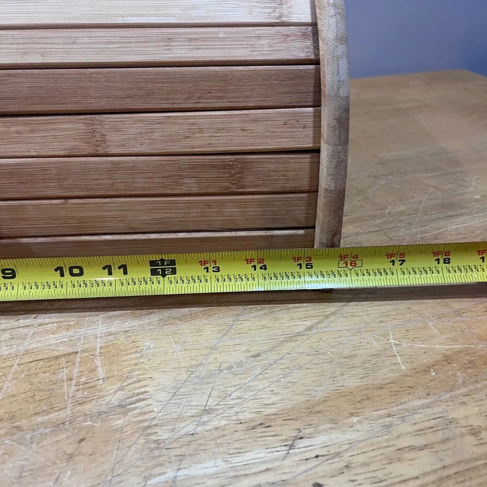 Rae Dunn Wood Bread Box Roll Top Farmhouse Kitchen Storage Natural Wood BREAD